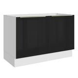 Bajo Mesada Cocina 120 cm  x 60 cm, 2 Puertas Lux Blanco/Negro