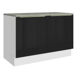 Bajo Mesada para Bacha 120 cm x 60 cm, 2 Puertas (Con Mesada) Lux Blanco/Negro