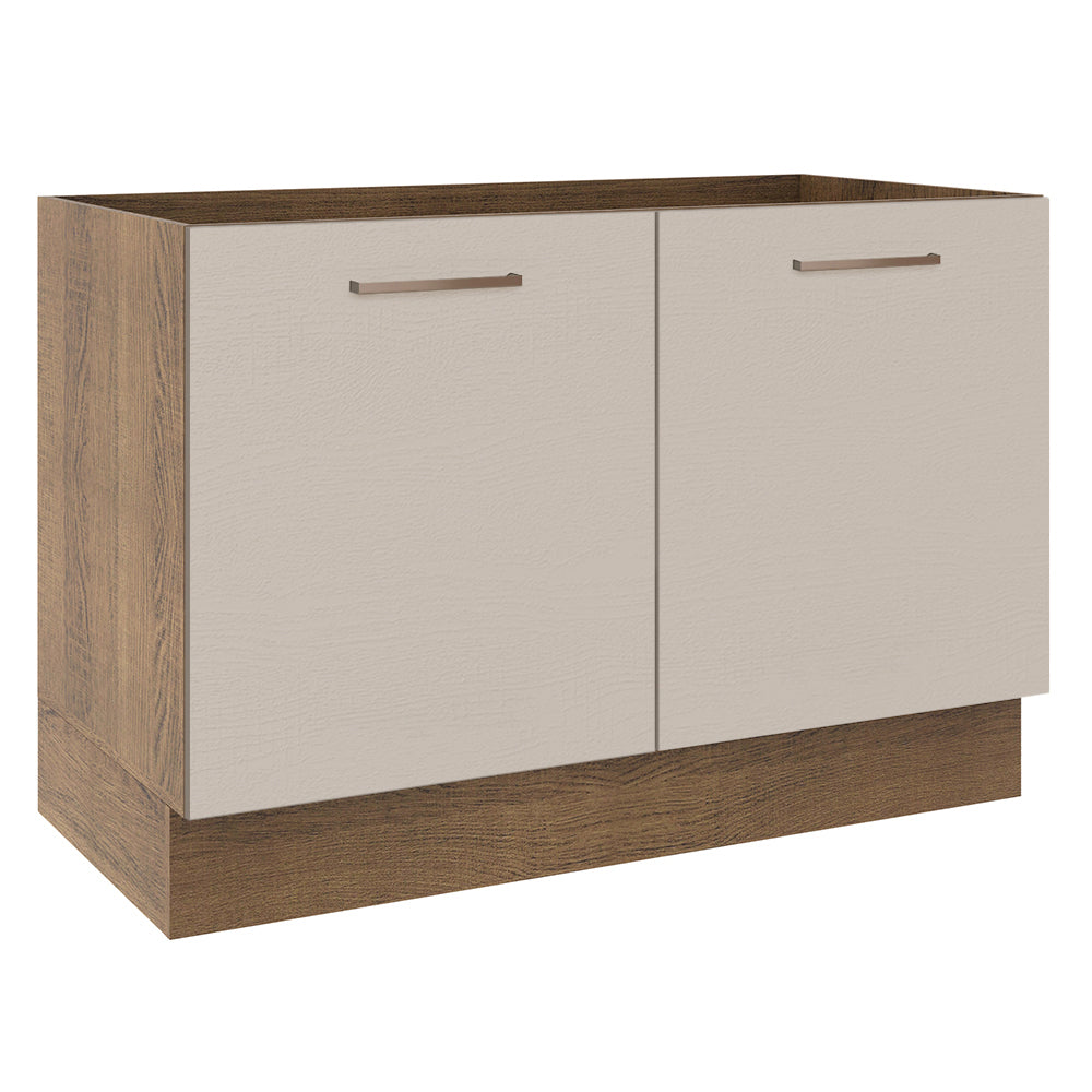 Bajo Mesada Cocina 120 cm x 60 cm, 2 Puertas Agata Marrón/Crema