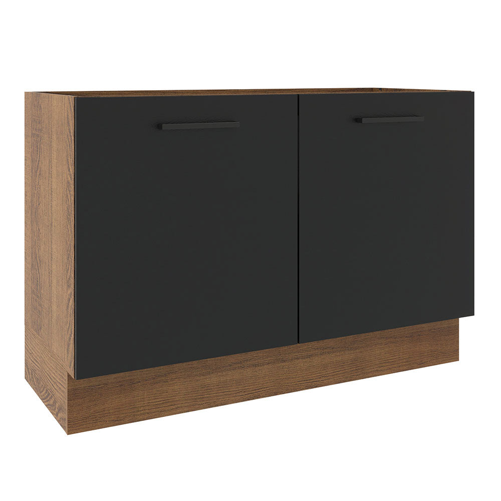Bajo Mesada Cocina 120 x 60 cm 2 Puertas (Sin Mesada) Marrón/Negro Agata Madesa