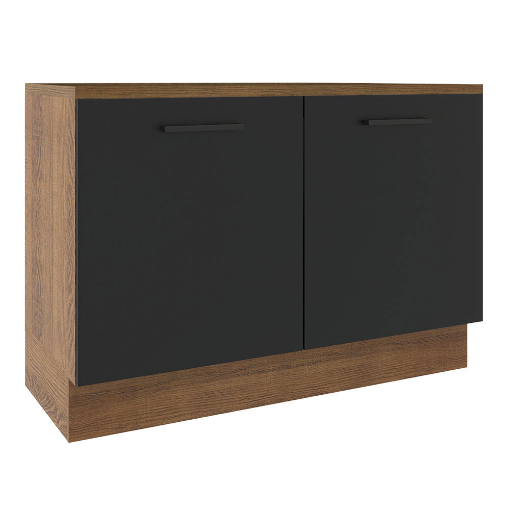 Bajo Mesada Cocina 120 x 60 cm 2 Puertas (Con Mesada) Marrón/Negro Agata Madesa