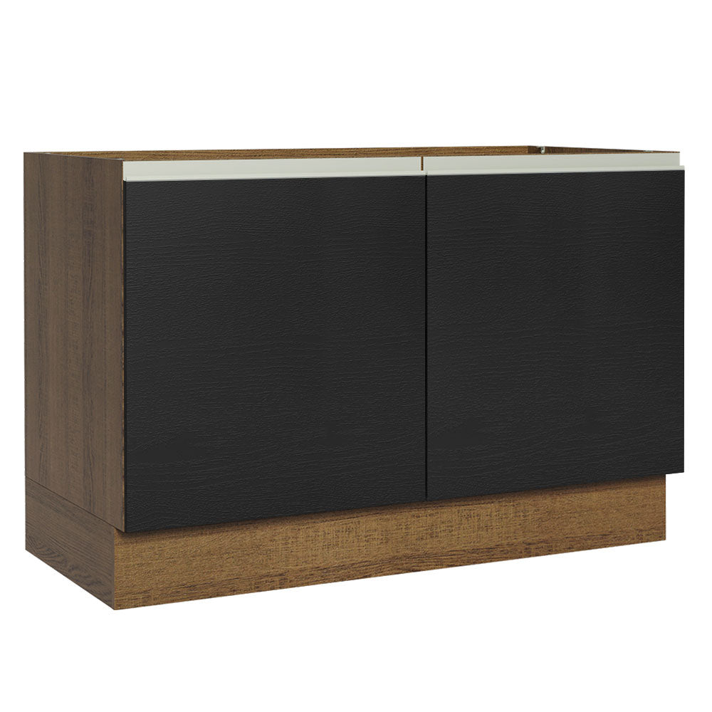 Bajo Mesada Cocina 120 x 60 cm 2 Puertas (Sin Mesada) Marrón/Negro Glamy Madesa