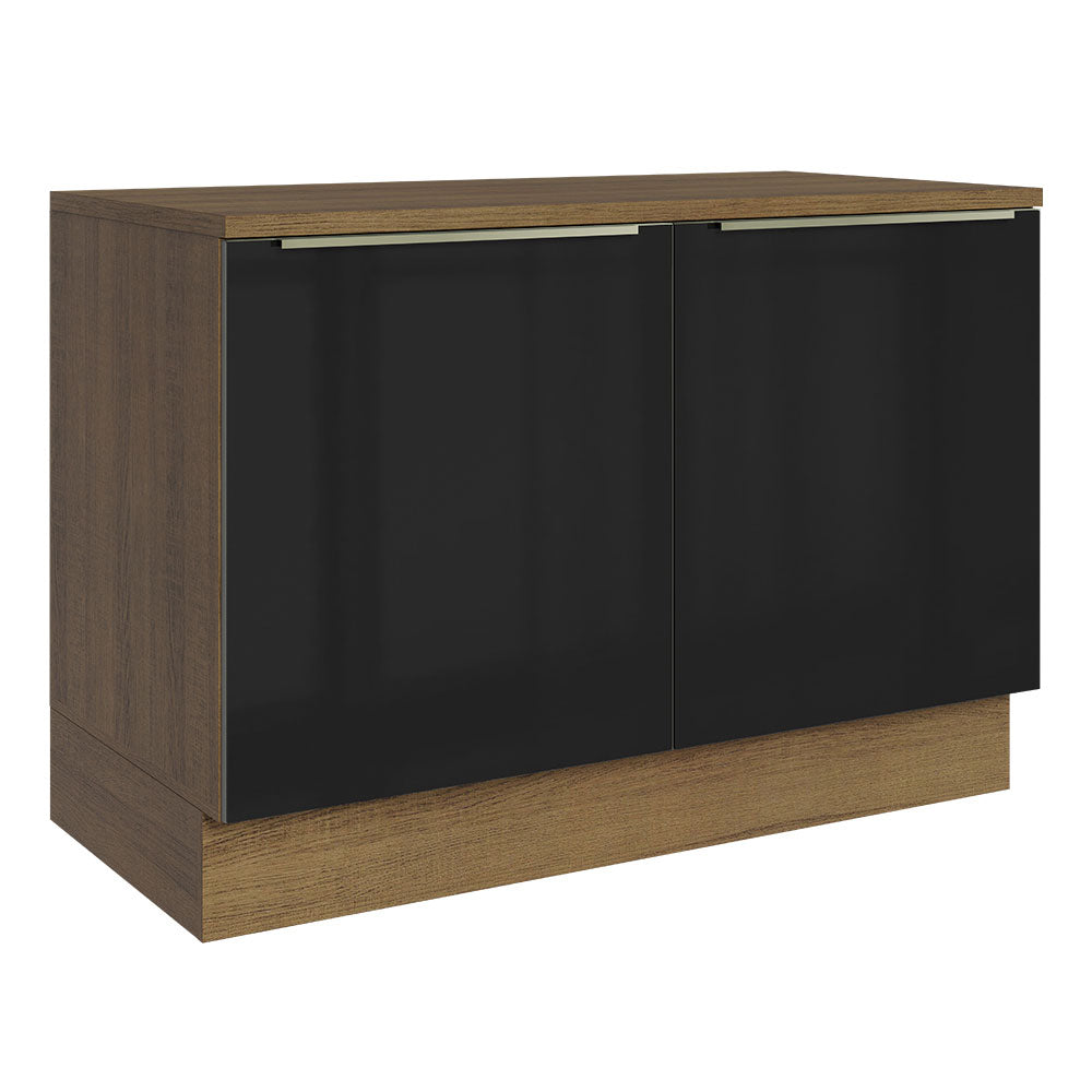 Bajo Mesada Cocina 120 cm x 60 cm, 2 Puertas (Con Mesada) Lux Marrón/Negro