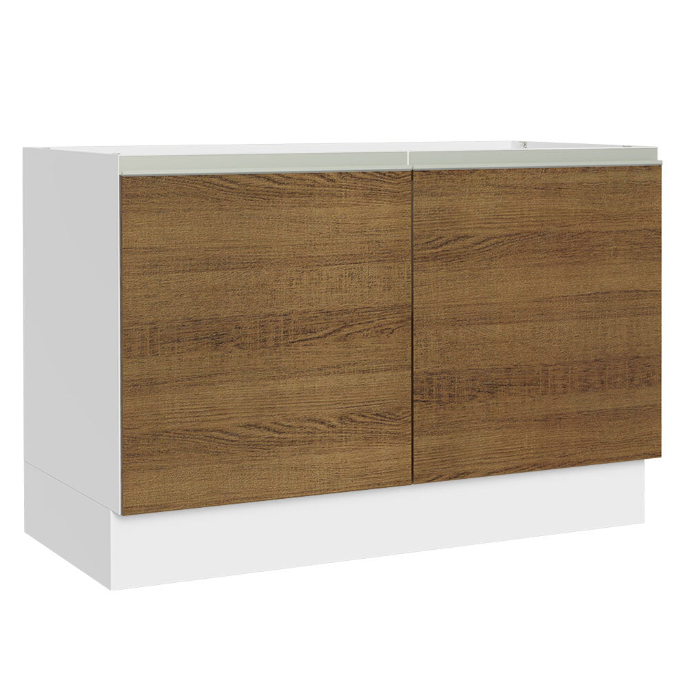Bajo Mesada Cocina 120 x 60 cm 2 Puertas (Sin Mesada) Blanco/Marrón Glamy Madesa