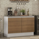 Bajo Mesada Cocina 120 x 60 cm 2 Puertas (Con Mesada) Blanco/Marrón Glamy Madesa