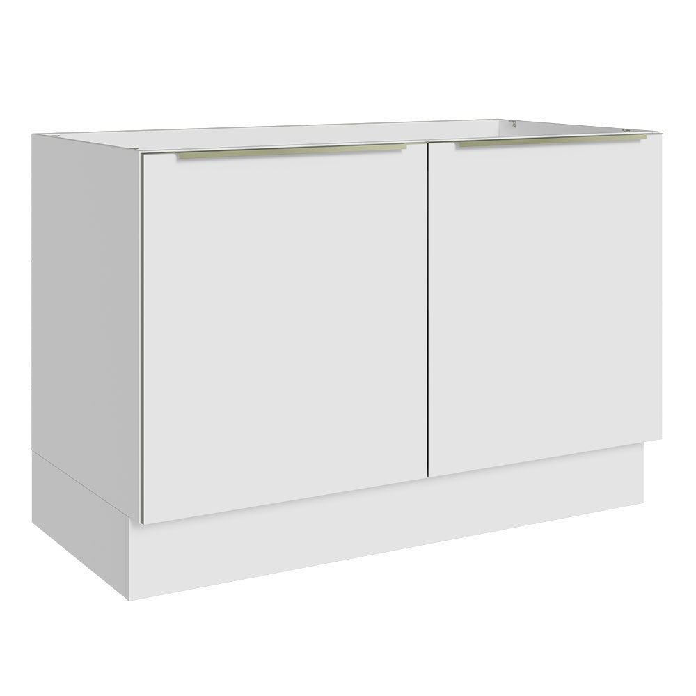 Bajo Mesada Cocina 120 cm x 60 cm, Sin cajones 2 Puertas Lux Blanco/Blanco