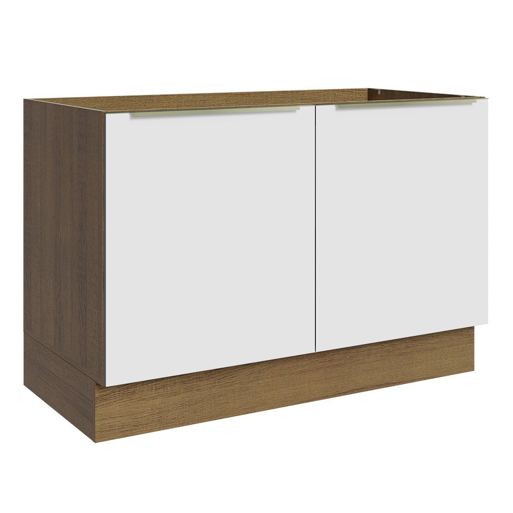 Bajo Mesada 120 cm 2 Puertas Sin Mesada Marrón/Blanco Lux Madesa
