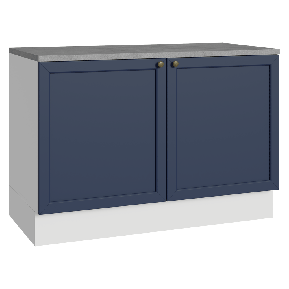 Bajo Mesada de Cocina 120 x 60 cm 2 Puertas (con Mesada) Blanco/Azul Vik Madesa