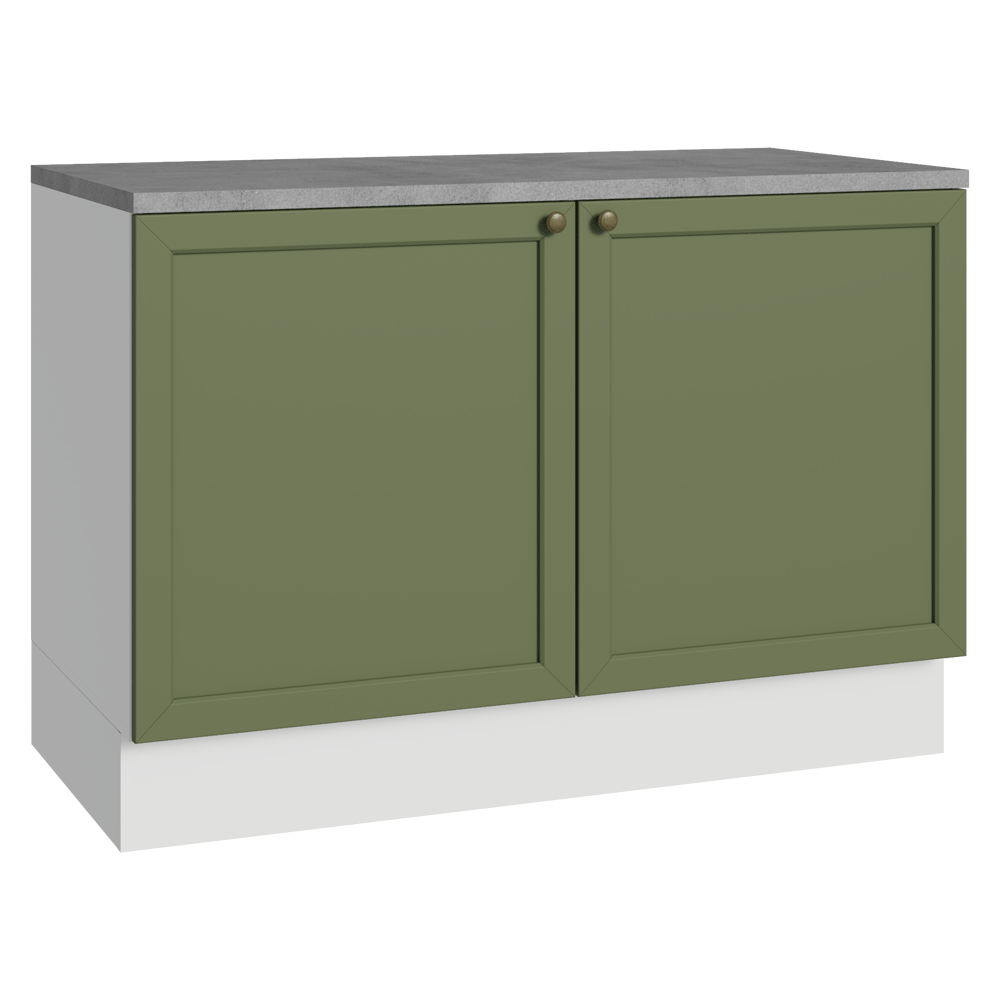 Bajo Mesada de Cocina 120 x 60 cm 2 Puertas (con Mesada) Blanco/Verde Vik Madesa