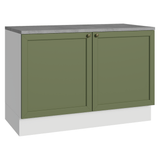 Bajo Mesada de Cocina 120 x 60 cm 2 Puertas (con Mesada) Blanco/Verde Vik Madesa
