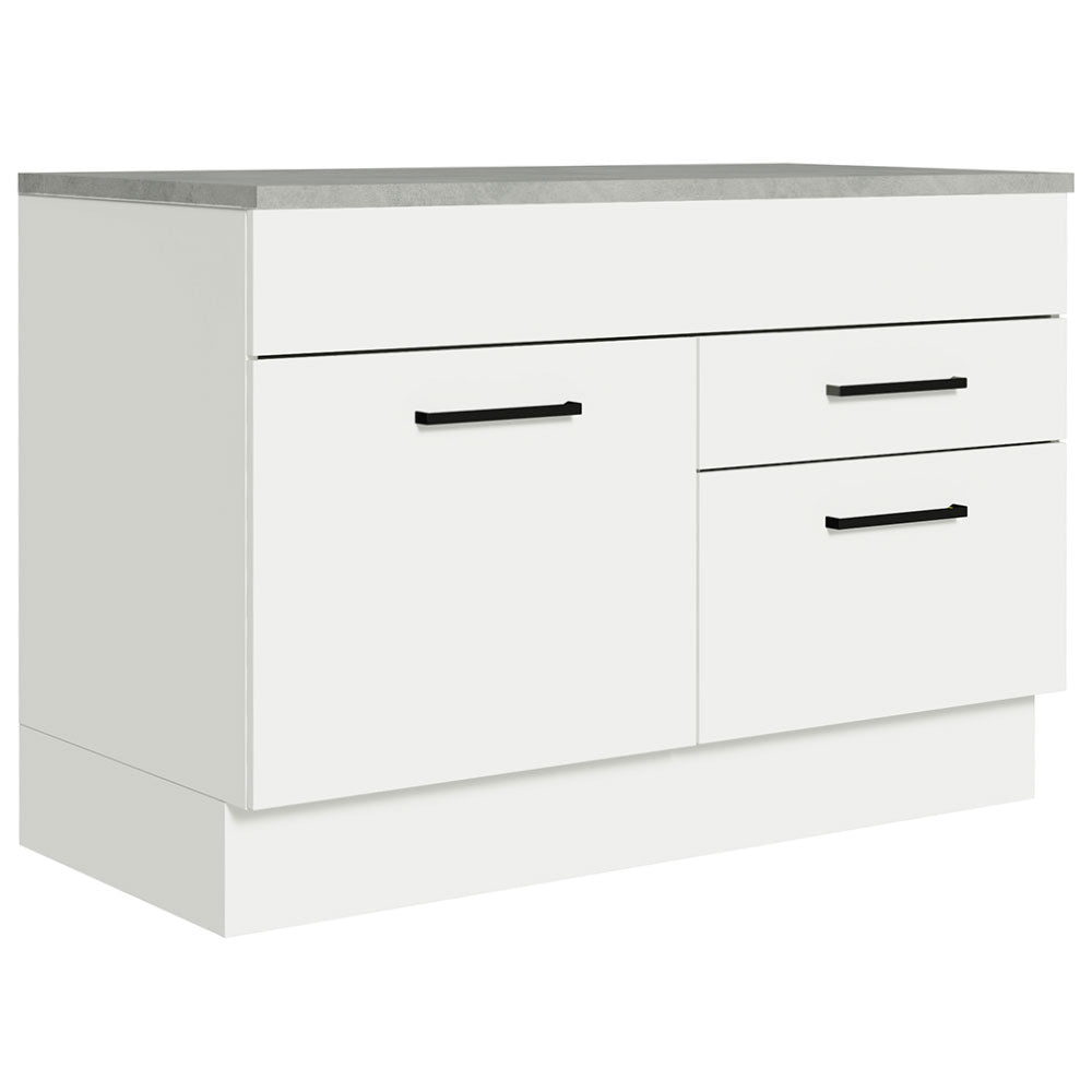 Bajo Mesada Cocina 120 x 60 cm 1 Puerta 2 Cajones Blanco (Con Mesada) Agata Madesa
