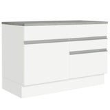 Bajo Mesada Cocina 120 x 60 cm 1 Puerta 2 Cajones Blanco (Con Mesada) Glamy Madesa