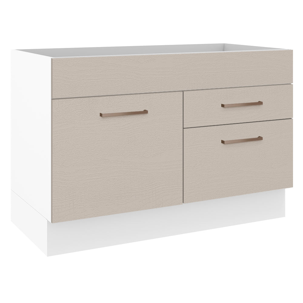 Bajo Mesada Cocina 120 x 60 cm 1 Puerta 2 Cajones Blanco/Crema (Sin Mesada) Agata Madesa
