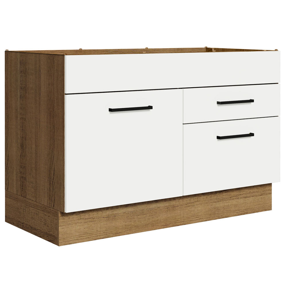 Bajo Mesada Cocina 120 x 60 cm 1 Puerta 2 Cajones Marrón/Blanco (Sin Mesada) Agata Madesa
