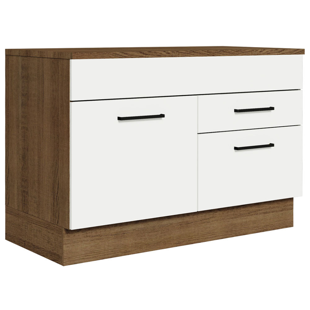 Bajo Mesada Cocina 120 x 60 cm 1 Puerta 2 Cajones Marrón/Blanco (Con Mesada) Agata Madesa