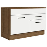 Bajo Mesada Cocina 120 x 60 cm 1 Puerta 2 Cajones Marrón/Blanco (Con Mesada) Agata Madesa