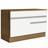 Bajo Mesada Cocina 120 x 60 cm 1 Puerta 2 Cajones Marrón/Blanco (Con Mesada) Glamy Madesa