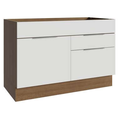 Bajo Mesada 120 x 60 cm 1 Puerta 2 Cajones Sin Mesada Marrón/Blanco Stella Madesa