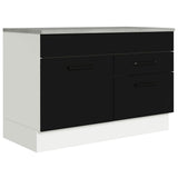 Bajo Mesada Cocina 120 x 60 cm 1 Puerta 2 Cajones Blanco/Negro (Con Mesada) Agata Madesa