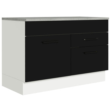 Bajo Mesada 120 cm 1 Puerta 2 Cajones Blanco/Negro Agata Madesa