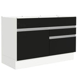 Bajo Mesada Cocina 120 x 60 cm 1 Puerta 2 Cajones Blanco/Negro (Sin Mesada) Glamy Madesa
