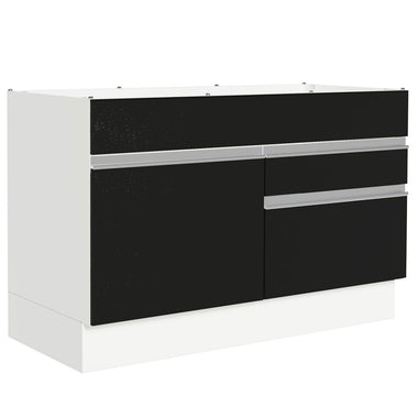 Bajo Mesada 120 cm 1 Puerta 2 Cajones Sin Mesada Blanco/Negro Glamy Madesa
