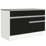 Bajo Mesada Cocina 120 x 60 cm 1 Puerta 2 Cajones Blanco/Negro (Con Mesada) Glamy Madesa