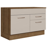 Bajo Mesada Cocina 120 x 60 cm 1 Puerta 2 Cajones Marrón/Crema (Con Mesada) Agata Madesa