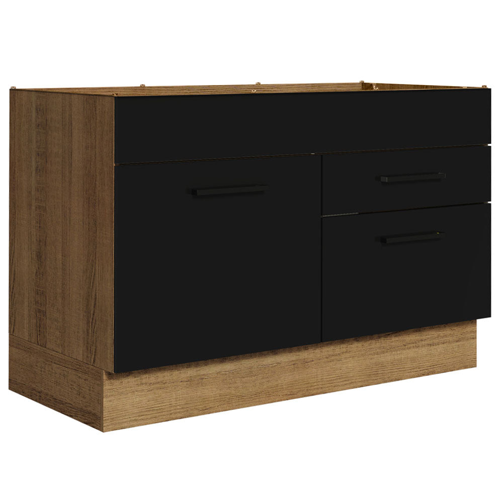 Bajo Mesada Cocina 120 x 60 cm 1 Puerta 2 Cajones (Sin Mesada) Marrón/Negro Agata Madesa