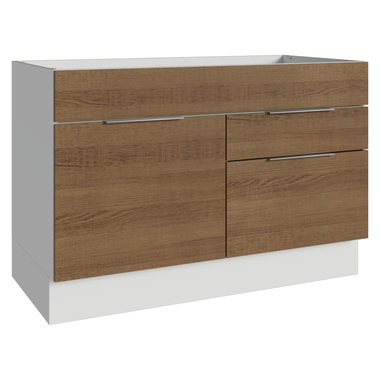 Bajo Mesada 120 x 60 cm 1 Puerta 2 Cajones Sin Mesada Blanco/Marrón Stella Madesa