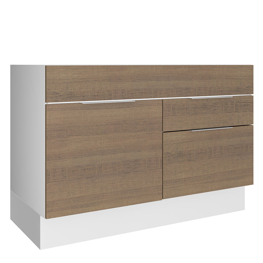 Bajo Mesada Cocina 120 x 60 cm 1 Puerta 2 Cajones (Sin Mesada) Blanco/Marrón Stella Madesa
