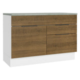 Bajo Mesada Cocina 120 x 60 cm 1 Puertas e 2 Cajones (Con Mesada) Blanco/Marrón Stella Madesa