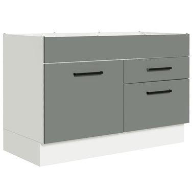 Bajo Mesada 120 cm 1 Puerta 2 Cajones Sin Mesada Blanco/Gris Agata Madesa