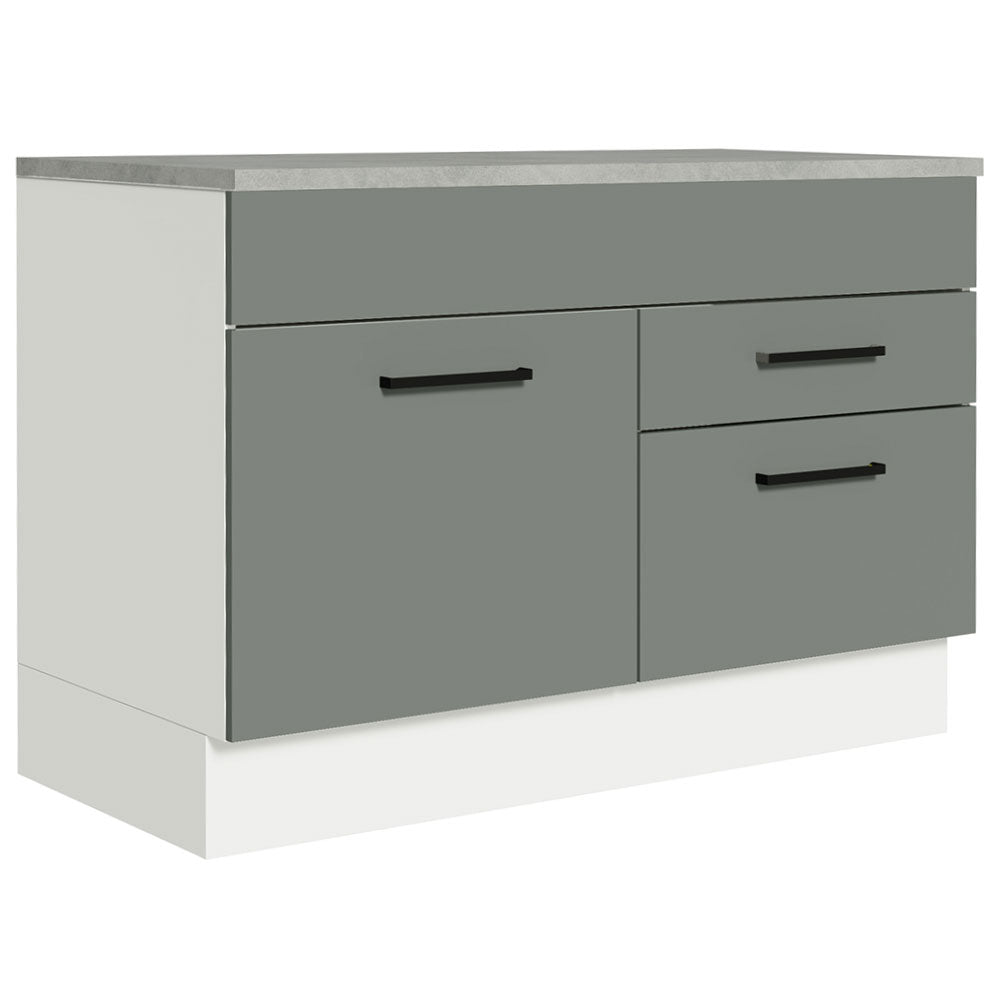 Bajo Mesada Cocina 120 x 60 cm 1 Puerta 2 Cajones (Con Mesada) Blanco/Gris Agata Madesa