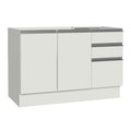Bajo Mesada 120 x 60 cm 2 Puertas 3 Cajones (Sin Mesada) Blanco Glamy Madesa