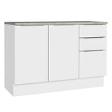 Bajo Mesada Cocina 120 x 60 cm 2 Puertas e 3 Cajones (Con Mesada) Blanco Stella Madesa