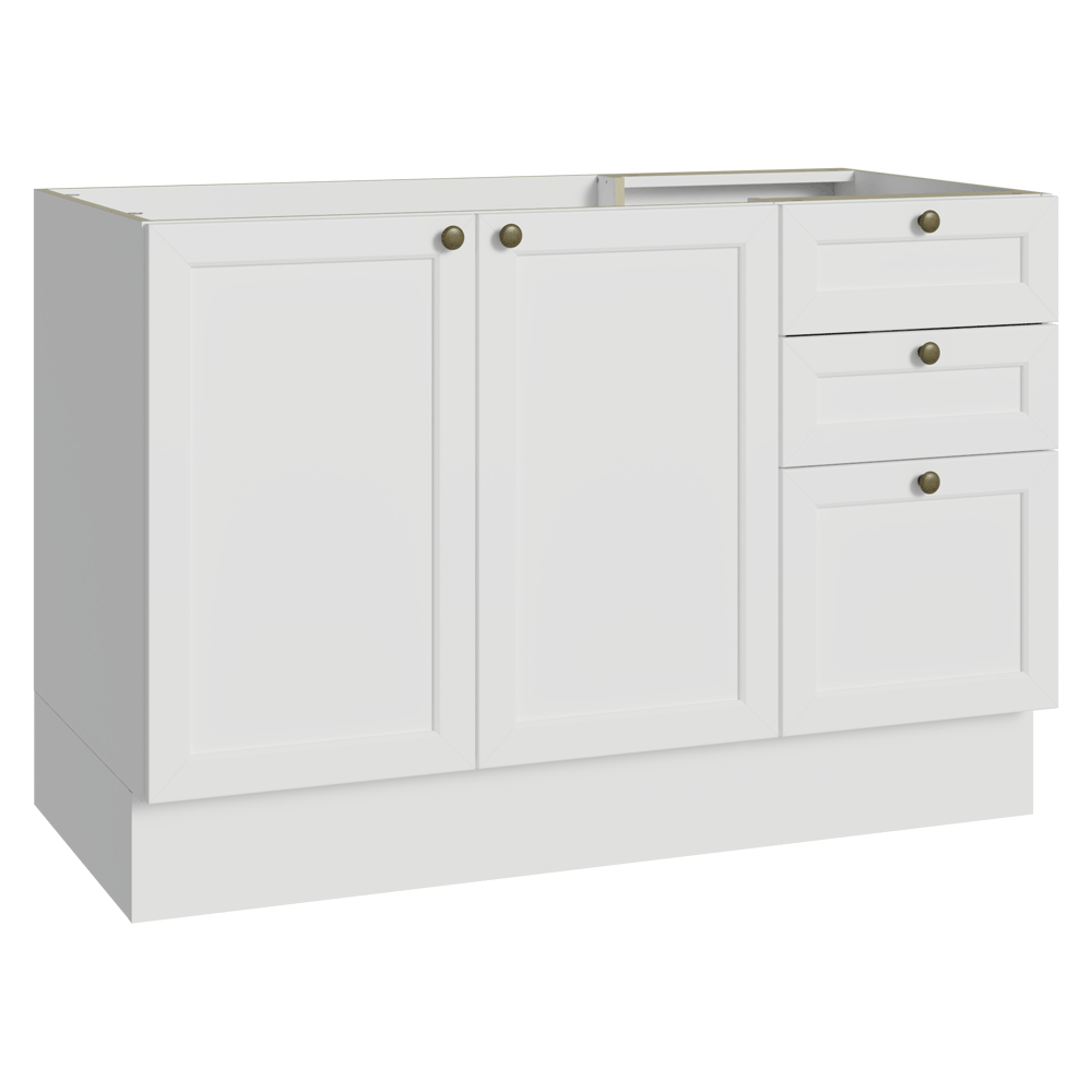 Bajo Mesada de Bacha 120 x 60 cm 2 Puertas 3 Cajones (Sin Mesada) Blanco Vik Madesa
