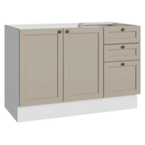 Bajo Mesada Cocina 120 x 60 cm 2 Puertas 3 Cajones (Sin Mesada) Blanco/Crema Vik Madesa
