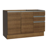 Bajo Mesada Cocina 120 cm x 60 cm, 3 Cajones 2 Puertas Glamy Marrón