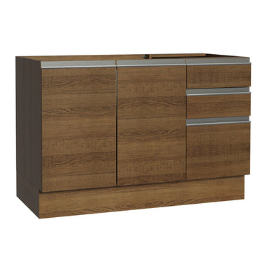 Bajo Mesada 120 cm 2 Puertas 3 Cajones Sin Mesada Marrón Glamy Madesa