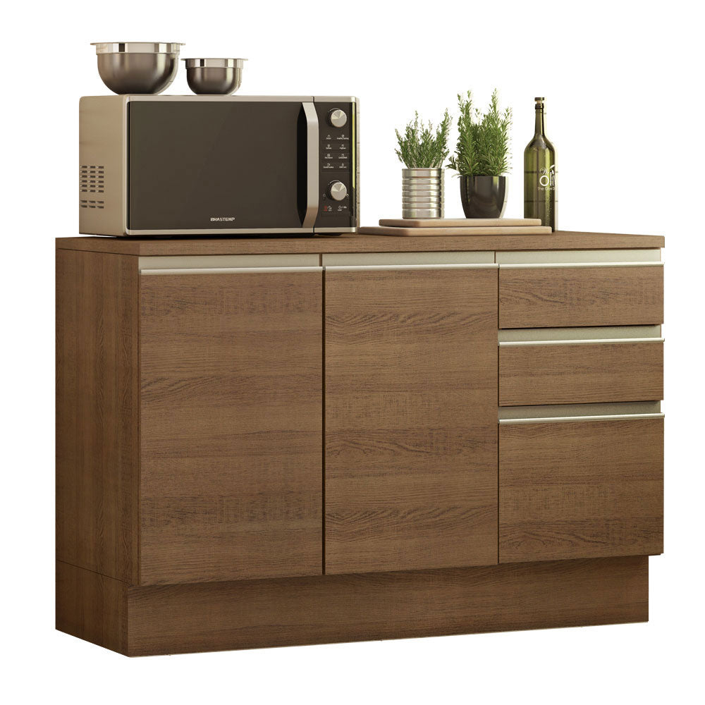 Bajo Mesada Cocina 120 x 60 cm 2 Puertas e 3 Cajones (Con Mesada) Marrón Glamy Madesa