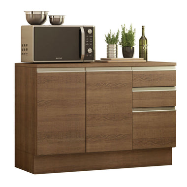 Bajo Mesada 120 cm 2 Puertas 3 Cajones Marrón Glamy Madesa