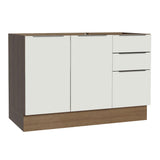 Bajo Mesada Cocina 120 x 60 cm 2 Puertas e 3 Cajones (Sin Mesada) Marrón/Blanco Stella Madesa