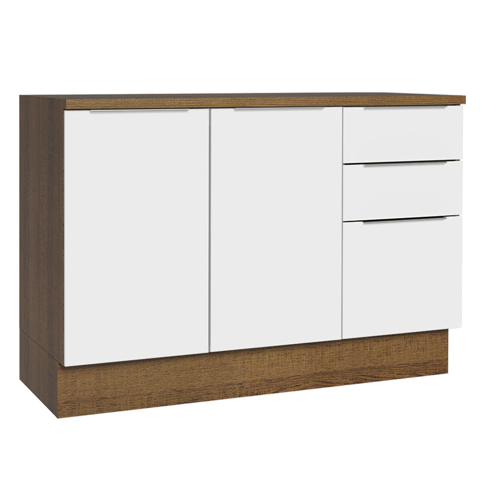 Bajo Mesada Cocina 120 x 60 cm 2 Puertas e 3 Cajones (Con Mesada) Marrón/Blanco Stella Madesa