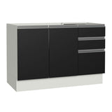 Bajo Mesada Cocina 120 x 60 cm 2 Puertas e 3 Cajones (Sin Mesada) Blanco/Negro Glamy Madesa