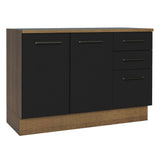 Bajo Mesada Cocina 120 x 60 cm 2 Puertas e 3 Cajones (Con Mesada) Marrón/Negro Agata Madesa