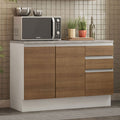 Bajo Mesada 120 x 60 cm 2 Puertas 3 Cajones (Con Mesada) e Blanco/Marrón Glamy Madesa