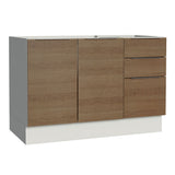Bajo Mesada Cocina 120 x 60 cm 2 Puertas e 3 Cajones (Sin Mesada) Blanco/Marrón Stella Madesa
