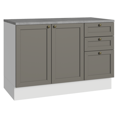 Bajo Mesada 120 cm 2 Puertas 3 Cajones Blanco/Gris Vik Madesa