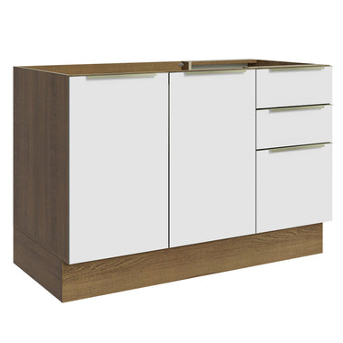 Bajo Mesada 120 cm 2 Puertas 3 Cajones Sin Mesada Marrón/Blanco Lux Madesa
